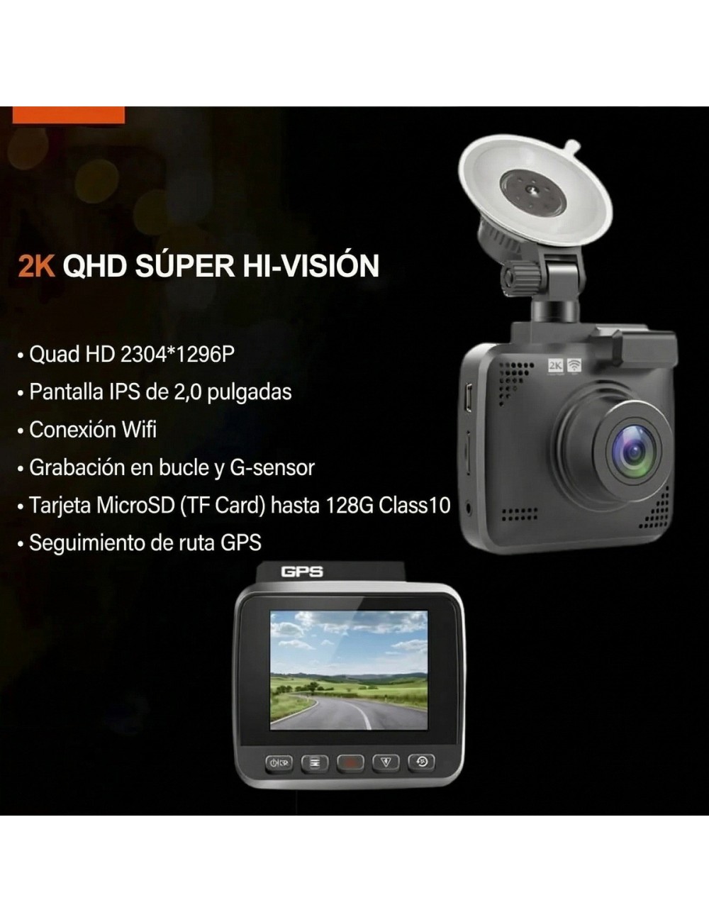 Dash Cam 2k Qhd Espejo Cámara Carro Wifi Gps Sensor G