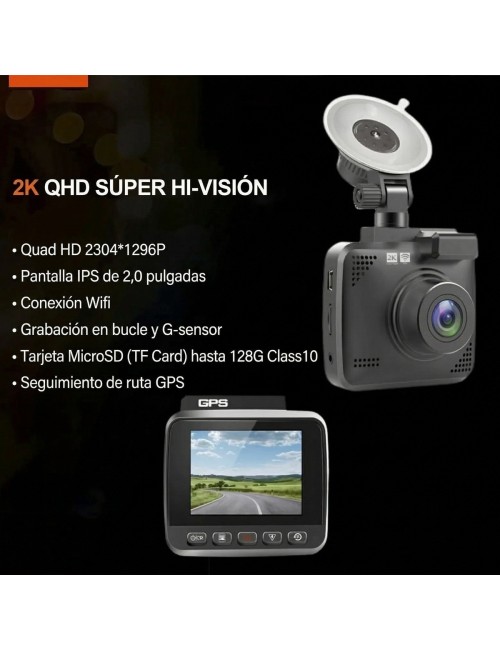 Dash Cam 2k Qhd Espejo Cámara Carro Wifi Gps Sensor G
