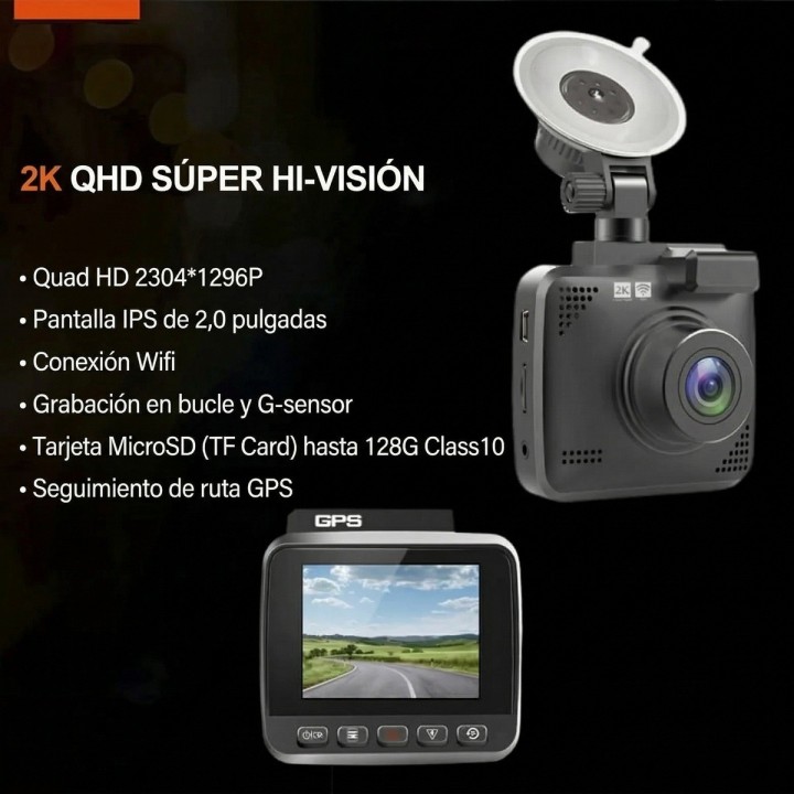 Dash Cam 2k Qhd Espejo Cámara Carro Wifi Gps Sensor G