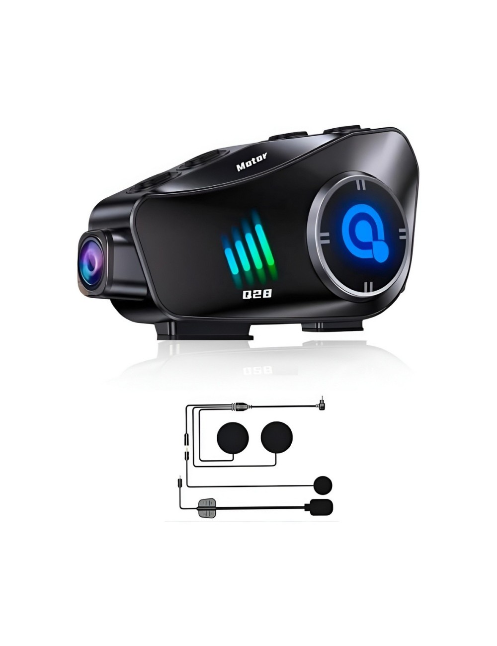 Intercomunicador Casco Moto Q28-2x Cámara Hd 1080p Wifi