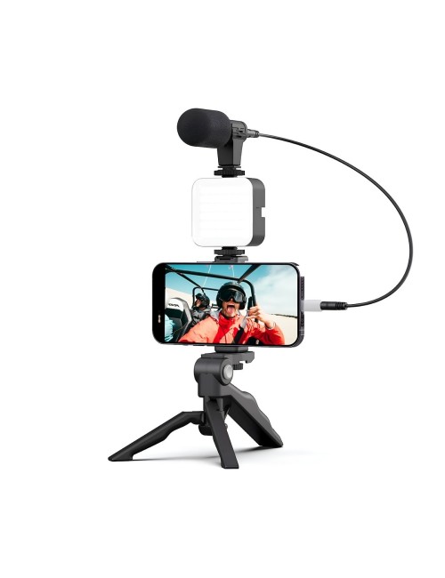 Kit De Vlogging 4 En 1 Trípode Luz Led Micrófono Ay-49