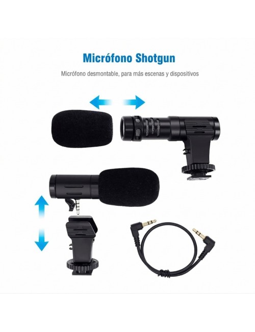 Kit De Vlogging 4 En 1 Trípode Luz Led Micrófono Ay-49
