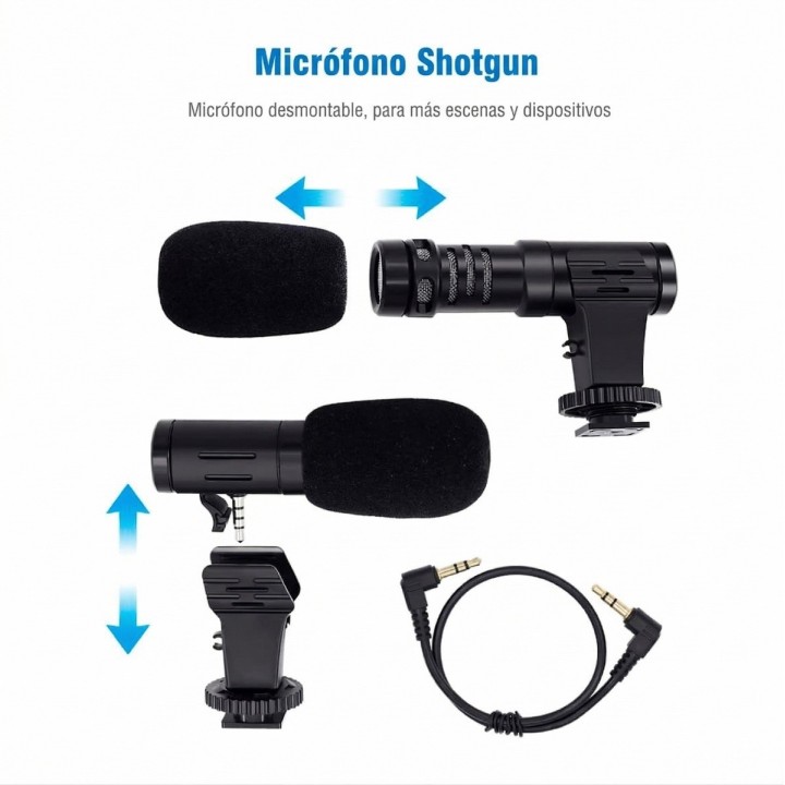 Kit De Vlogging 4 En 1 Trípode Luz Led Micrófono Ay-49