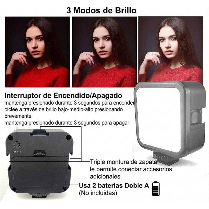 Kit De Vlogging 4 En 1 Trípode Luz Led Micrófono Ay-49