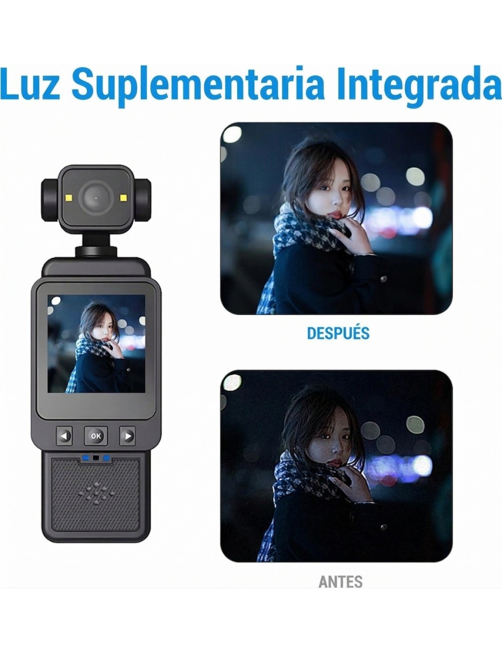 Mini Cámara Gimbal 4k Vlogging Wifi Rotación 270 Pantalla Hd