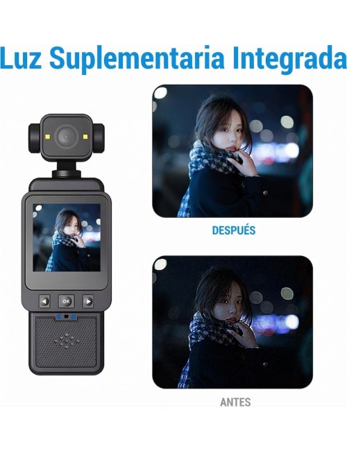 Mini Cámara Gimbal 4k Vlogging Wifi Rotación 270 Pantalla Hd