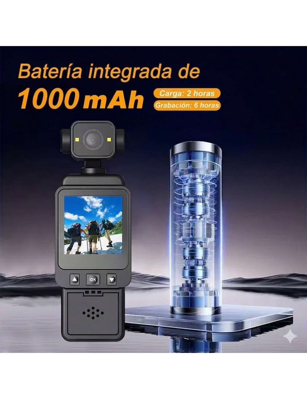 Mini Cámara Gimbal 4k Vlogging Wifi Rotación 270 Pantalla Hd