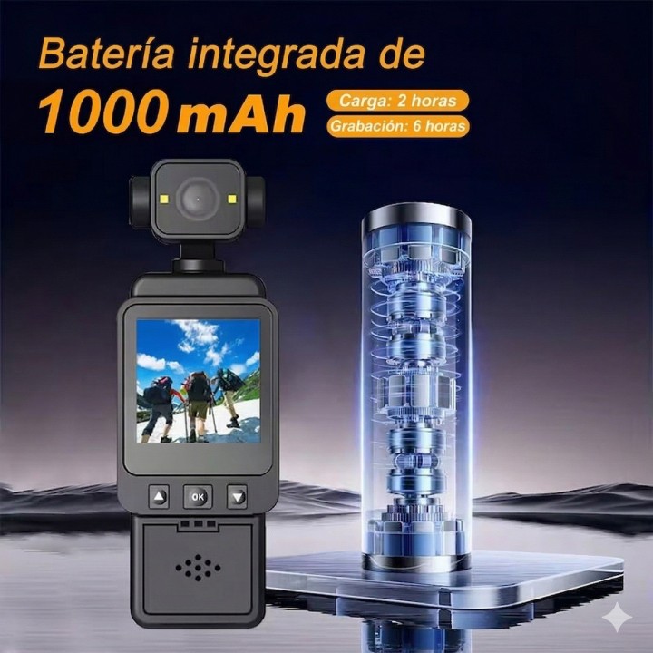 Mini Cámara Gimbal 4k Vlogging Wifi Rotación 270 Pantalla Hd