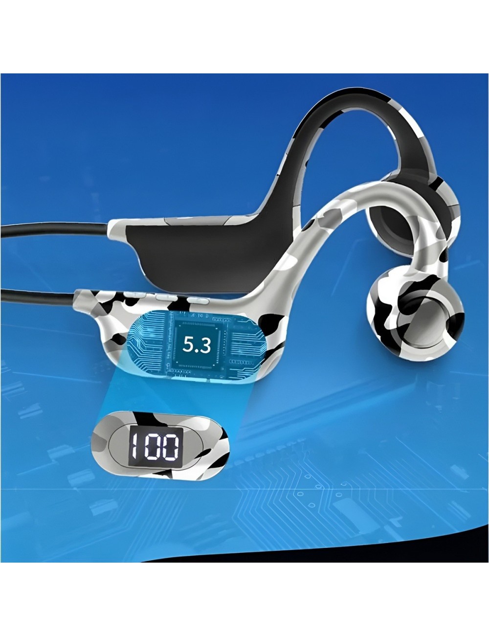 Audífonos Conducción Ósea Bluetooth 5.3 Pantalla Led Akz-g6