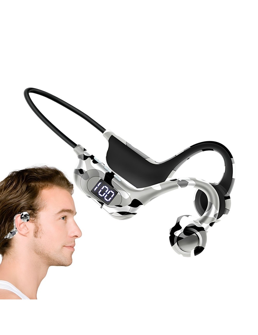 Audífonos Conducción Ósea Bluetooth 5.3 Pantalla Led Akz-g6