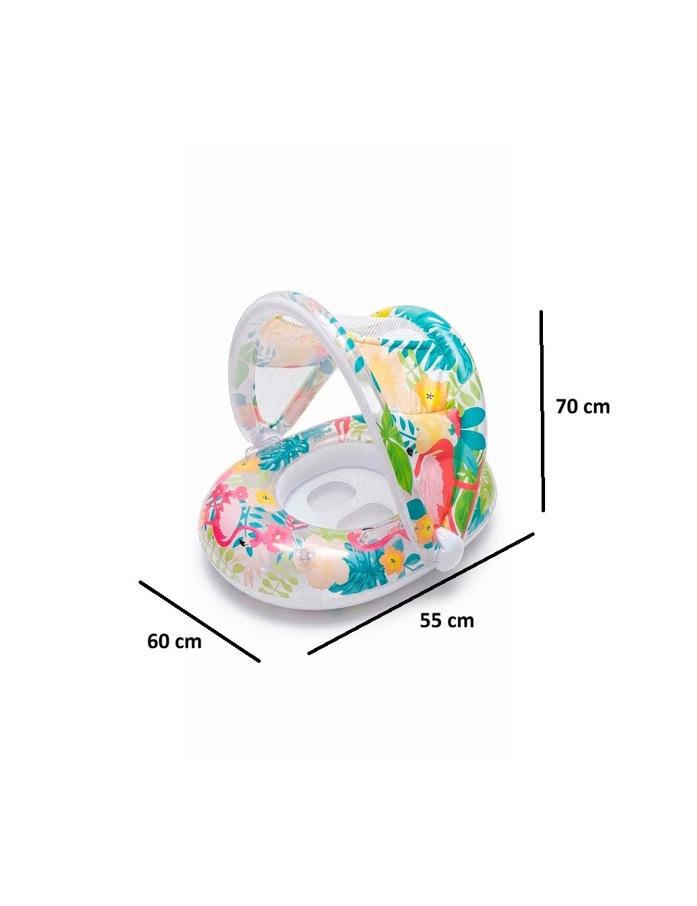 Flotador Inflable Bebé Con Techo Protección Uv Flamenco