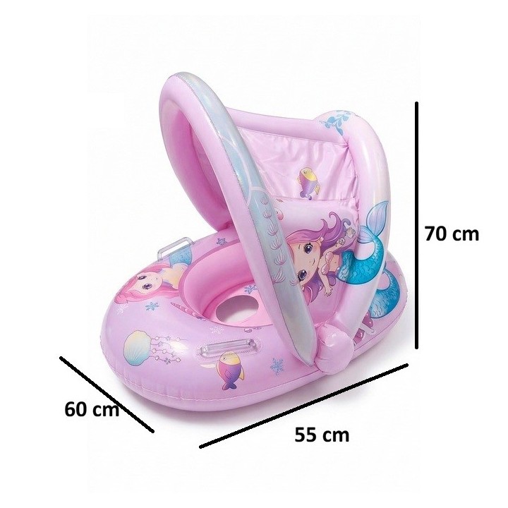 Flotador Inflable Para Bebé Con Sombrilla Diseño De Sirena