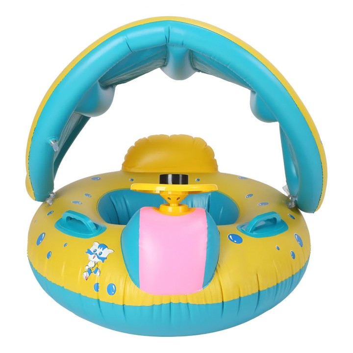 Flotador Boia Bebé Con Parasol Techo Volante Y Pito Piscina