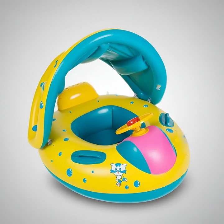 Flotador Boia Bebé Con Parasol Techo Volante Y Pito Piscina