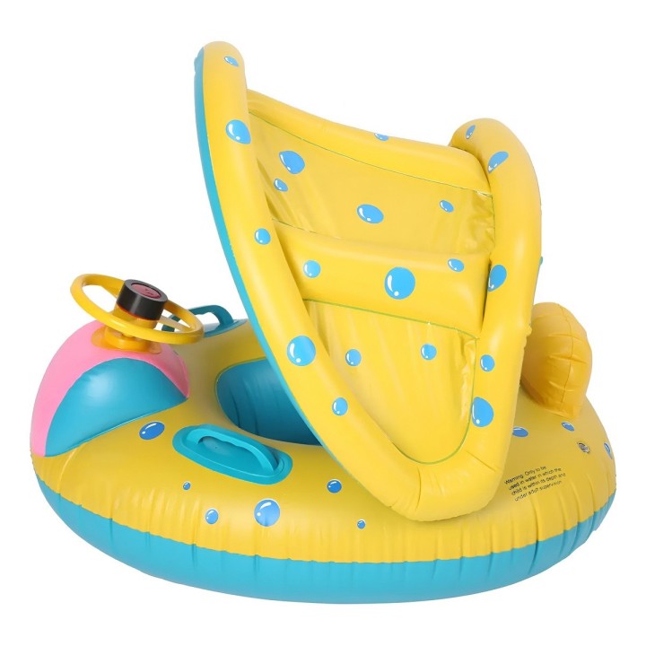 Flotador Boia Bebé Con Parasol Techo Volante Y Pito Piscina