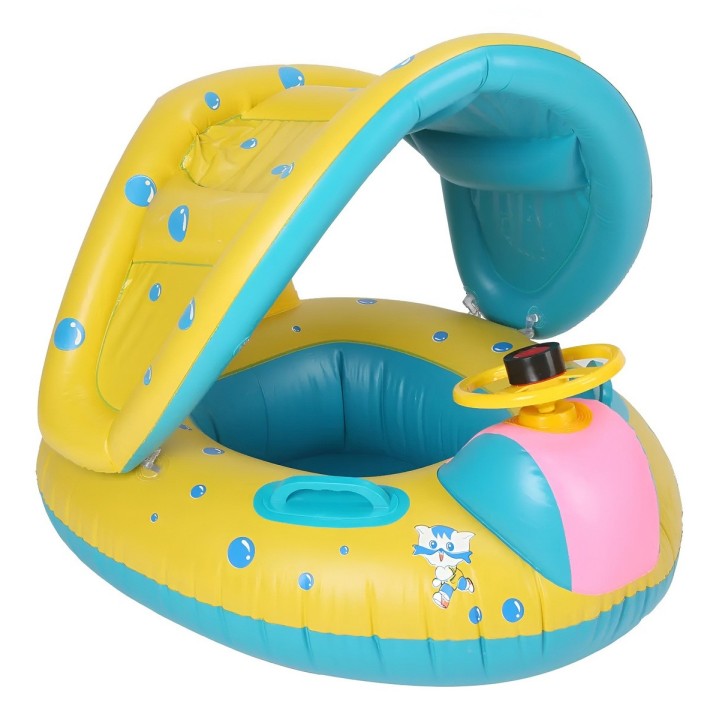 Flotador Boia Bebé Con Parasol Techo Volante Y Pito Piscina
