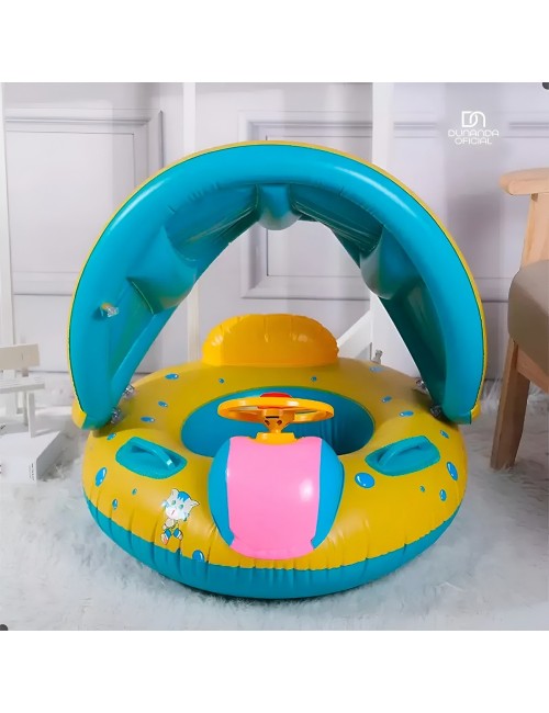 Flotador Boia Bebé Con Parasol Techo Volante Y Pito Piscina