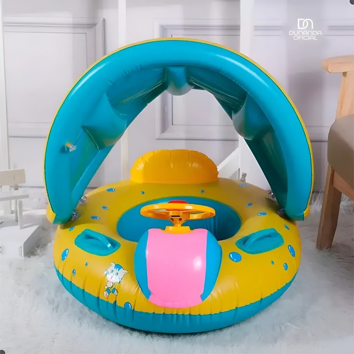 Flotador Boia Bebé Con Parasol Techo Volante Y Pito Piscina