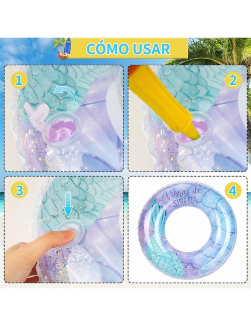 Flotador Boia Sirena Escamas Glitter Piscina Playa 60cm