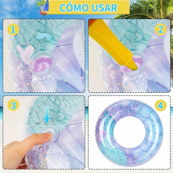 Flotador Boia Sirena Escamas Glitter Piscina Playa 60cm