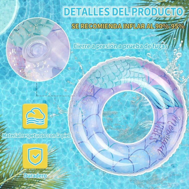 Flotador Boia Sirena Escamas Glitter Piscina Playa 60cm
