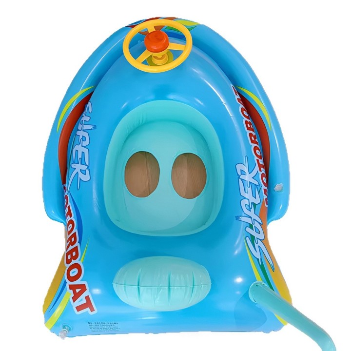 Flotador Inflable Para Bebé Diseño Lancha Con Volante Y Pito