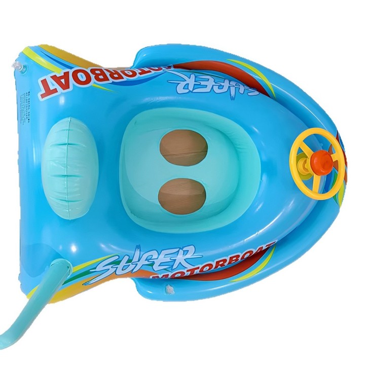 Flotador Inflable Para Bebé Diseño Lancha Con Volante Y Pito