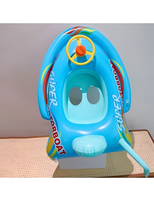 Flotador Inflable Para Bebé Diseño Lancha Con Volante Y Pito