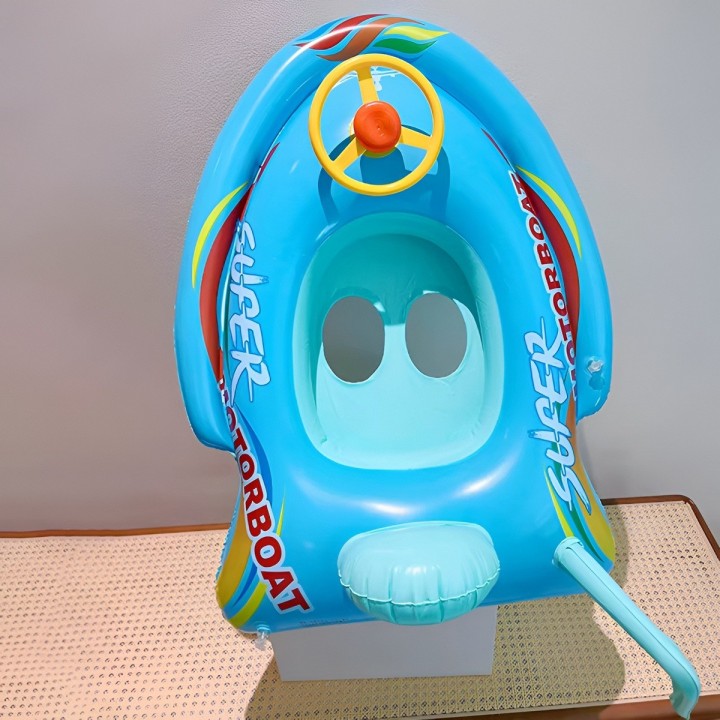 Flotador Inflable Para Bebé Diseño Lancha Con Volante Y Pito