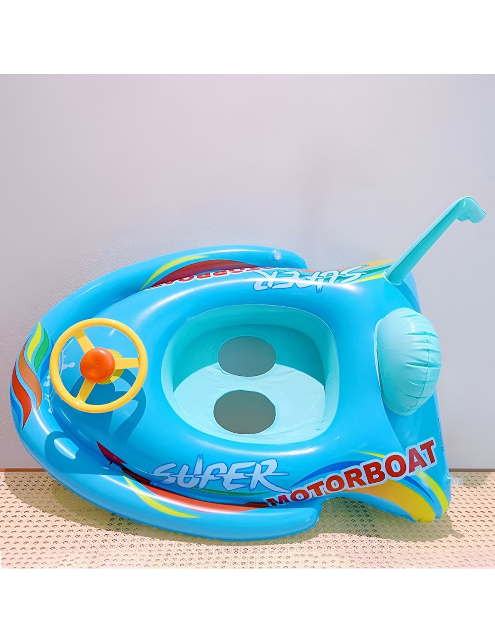 Flotador Inflable Para Bebé Diseño Lancha Con Volante Y Pito