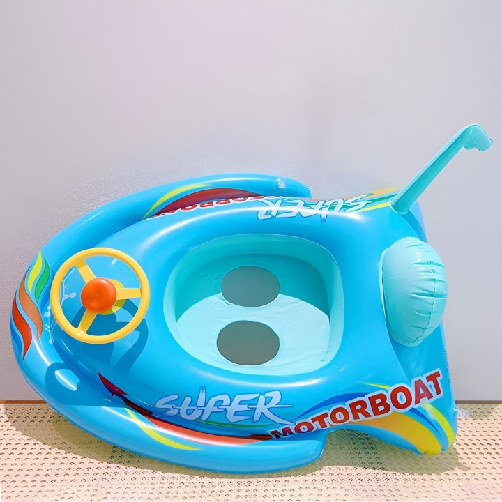 Flotador Inflable Para Bebé Diseño Lancha Con Volante Y Pito