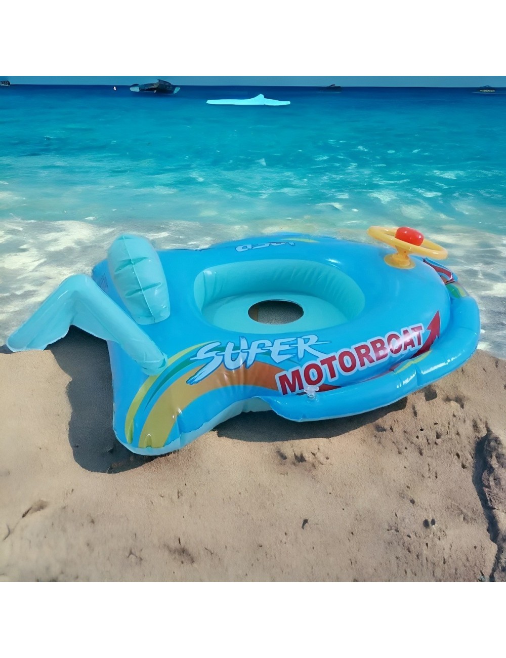 Flotador Inflable Para Bebé Diseño Lancha Con Volante Y Pito