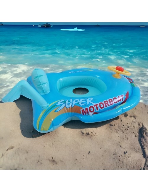Flotador Inflable Para Bebé Diseño Lancha Con Volante Y Pito