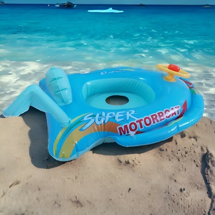 Flotador Inflable Para Bebé Diseño Lancha Con Volante Y Pito