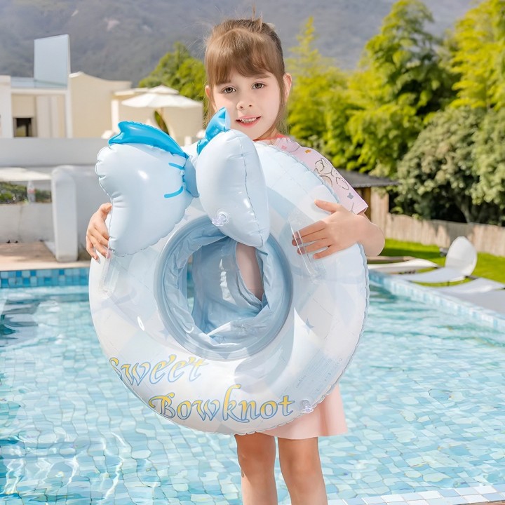Flotador Inflable Para Niñas Con Lazo Sweet Bowknot Celeste