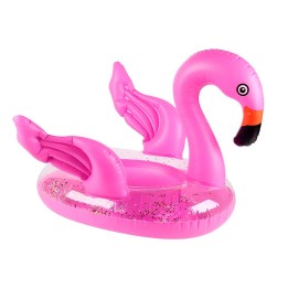 Inflable Bebé Flotador De Flamingo Rosado Con Escarcha