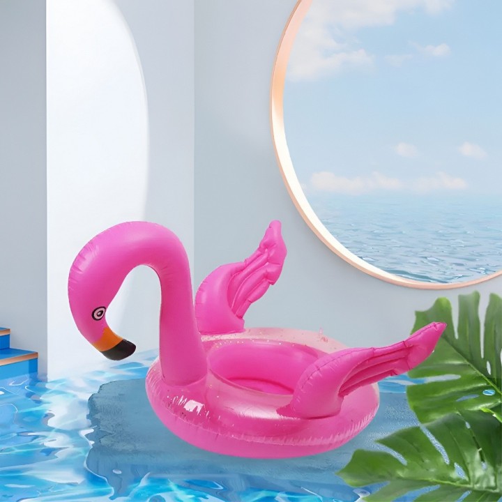 Inflable Bebé Flotador De Flamingo Rosado Con Escarcha