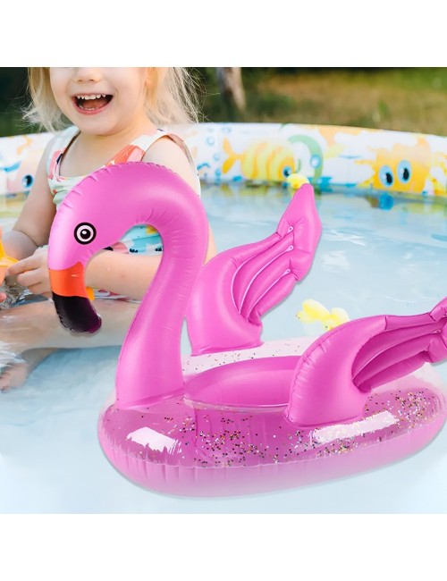 Inflable Bebé Flotador De Flamingo Rosado Con Escarcha
