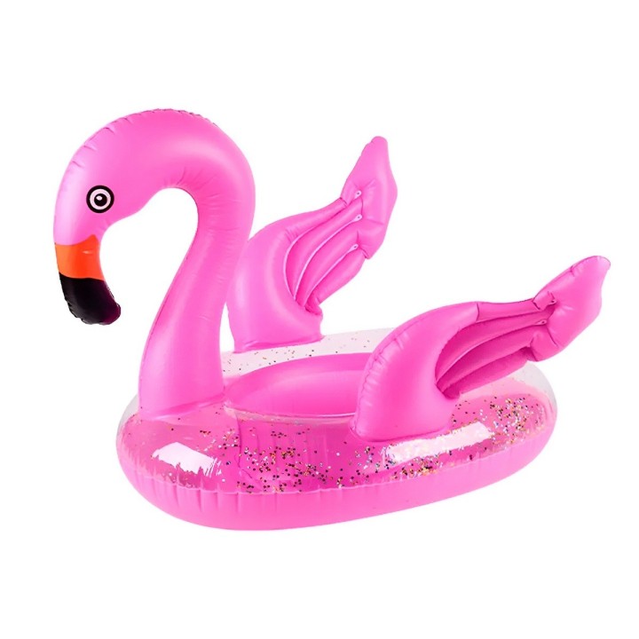 Inflable Bebé Flotador De Flamingo Rosado Con Escarcha