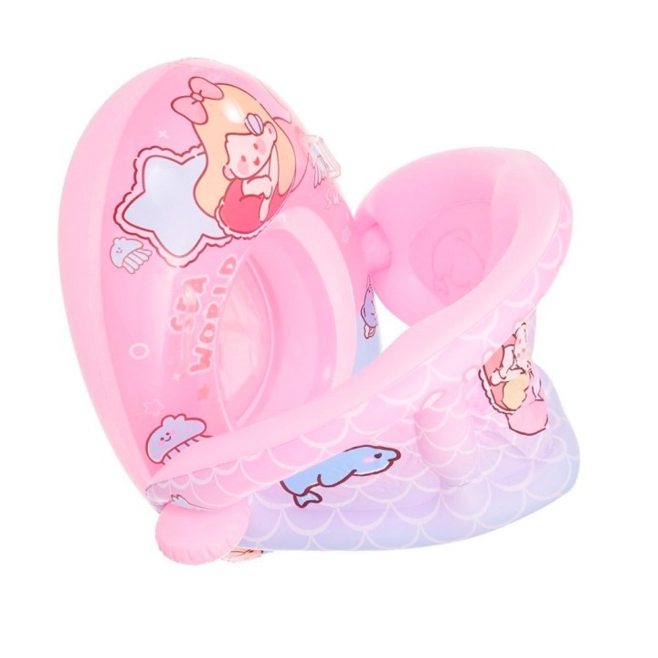 Flotador Inflable Para Bebé Con Techo Parasol Y Asiento Rosa