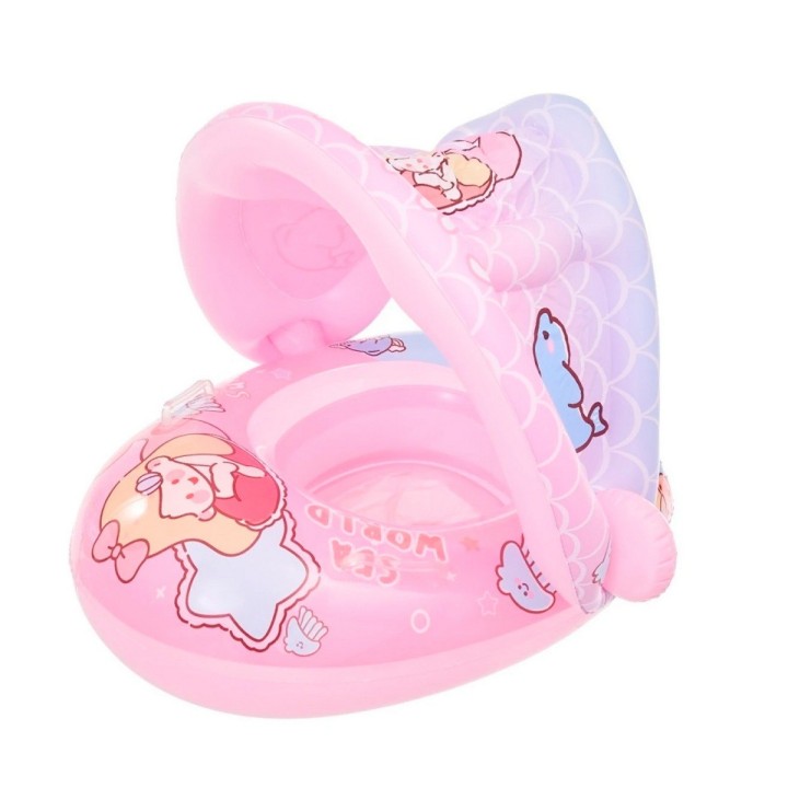 Flotador Inflable Para Bebé Con Techo Parasol Y Asiento Rosa