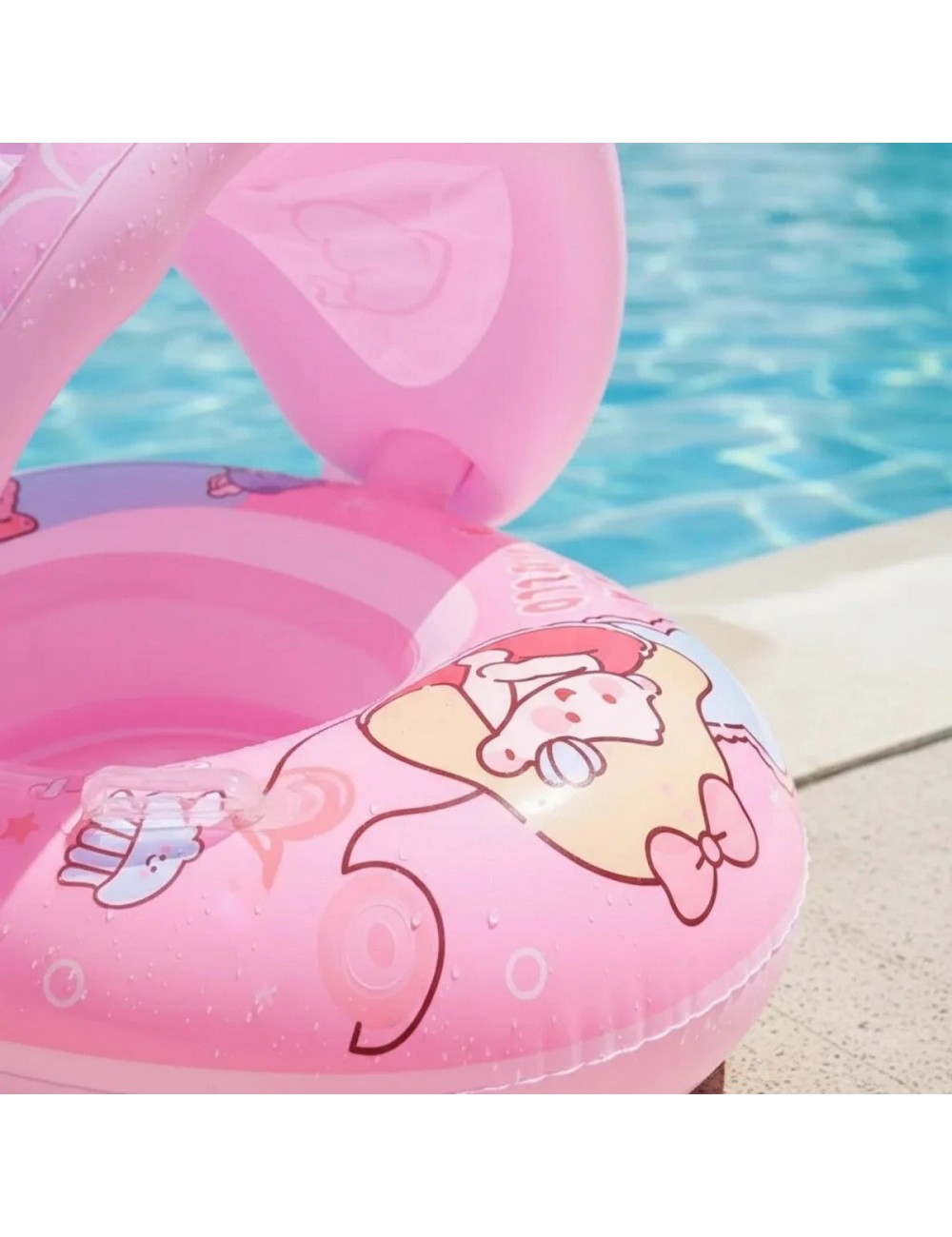 Flotador Inflable Para Bebé Con Techo Parasol Y Asiento Rosa