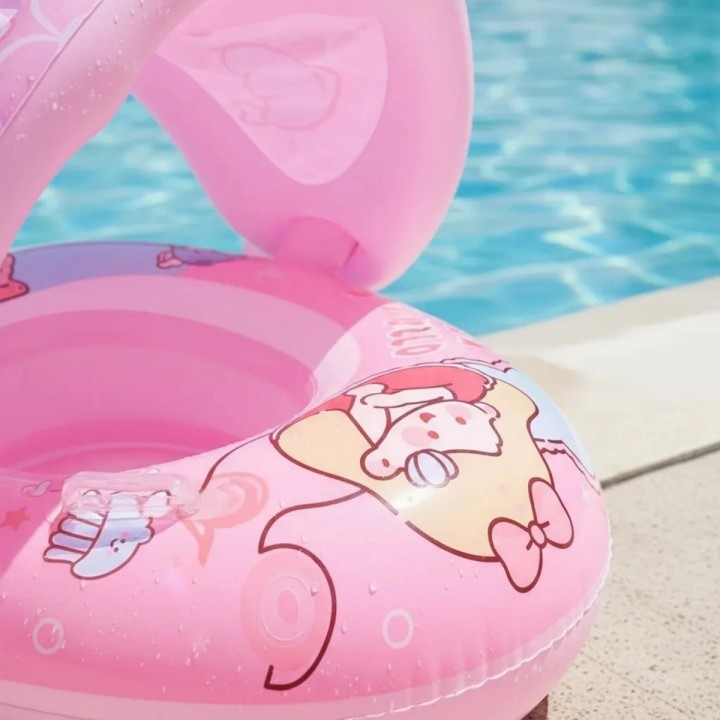 Flotador Inflable Para Bebé Con Techo Parasol Y Asiento Rosa
