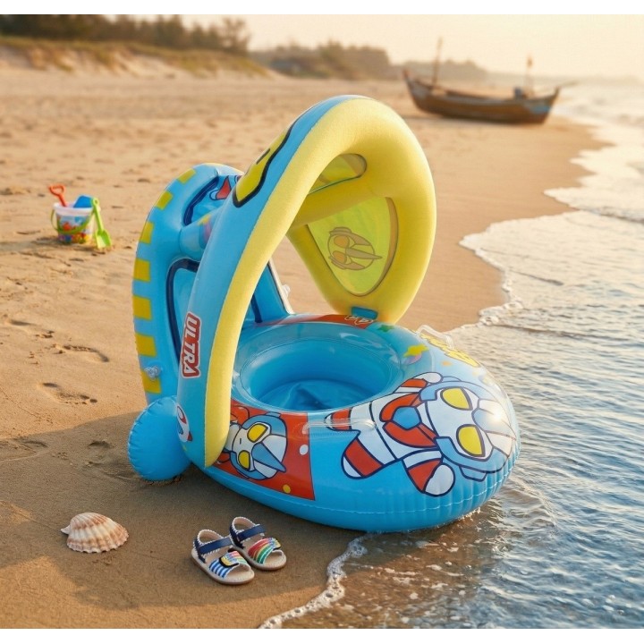Flotador Inflable Robot Para Bebé Con Techo Parasol Asiento