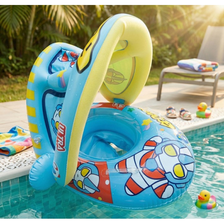 Flotador Inflable Robot Para Bebé Con Techo Parasol Asiento