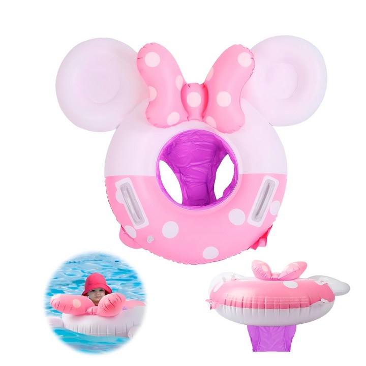 Inflable Bebé Flotador Con Asiento Diseño Minnie Mouse Rosa