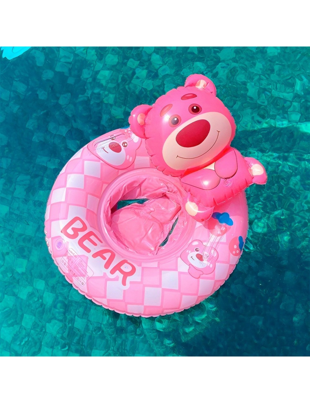 Flotador Inflable Para Bebé Diseño De Oso Rosa Con Asiento
