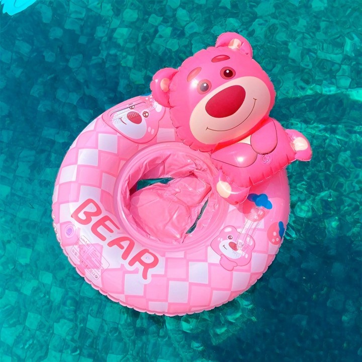 Flotador Inflable Para Bebé Diseño De Oso Rosa Con Asiento