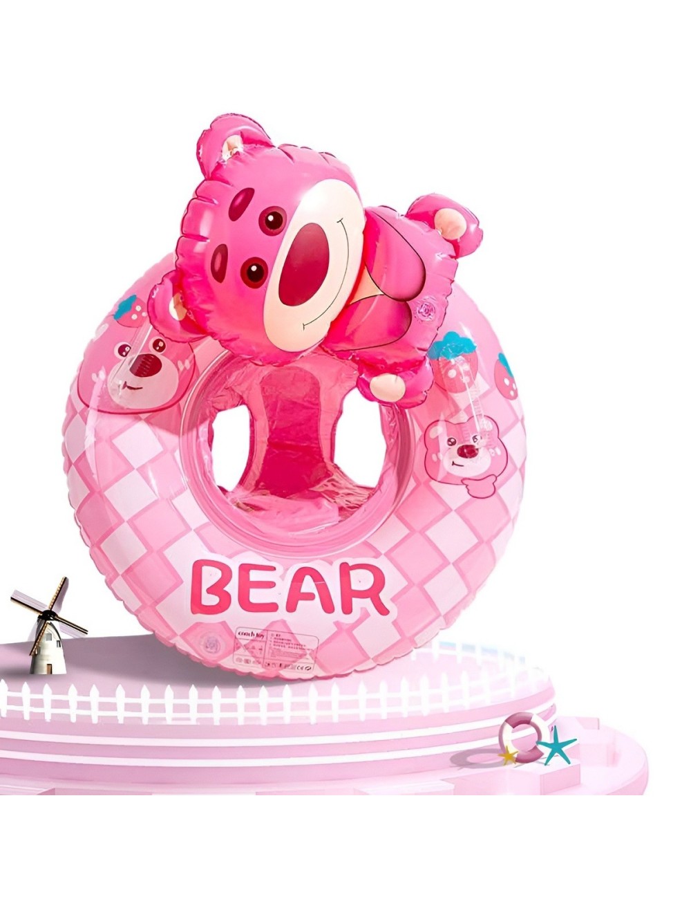 Flotador Inflable Para Bebé Diseño De Oso Rosa Con Asiento