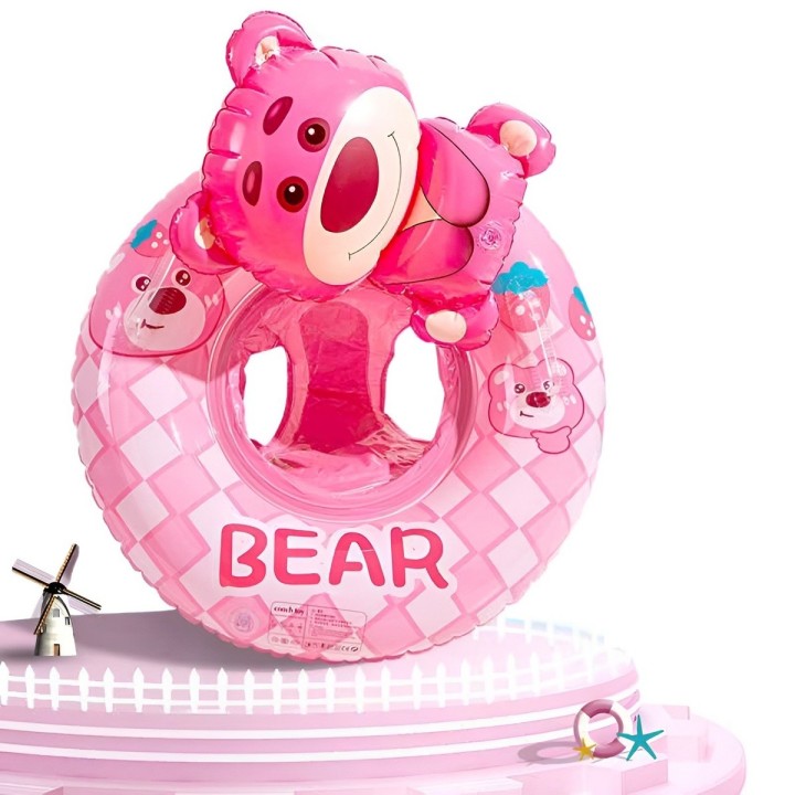 Flotador Inflable Para Bebé Diseño De Oso Rosa Con Asiento